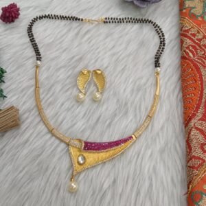 Mangalsutra Necklace - Gold Plated Brass Mangalsutra AD Necklace