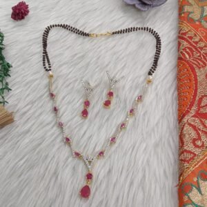 Mangalsutra Necklace - Gold Plated Brass Mangalsutra AD Necklace