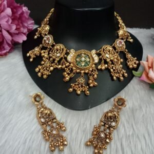 Necklace - Gold Plated Copper Heritage Rajwadi Necklace SCA225062