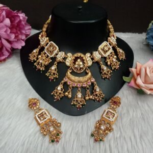 Necklace - Gold Plated Copper Heritage Rajwadi Necklace SCA225061