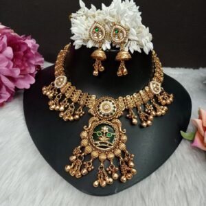 Necklace - Gold Plated Copper Heritage Rajwadi Necklace SCA225064