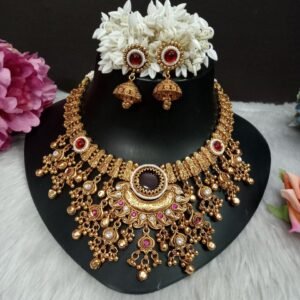 Necklace - Gold Plated Copper Heritage Rajwadi Necklace SCA250018