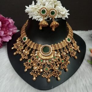 Necklace - Gold Plated Copper Heritage Rajwadi Necklace SCA250018