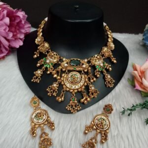 Necklace - Gold Plated Copper Heritage Rajwadi Necklace SCA225065