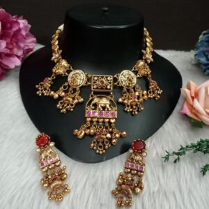 Necklace - Gold Plated Copper Heritage Rajwadi Necklace SCA225066