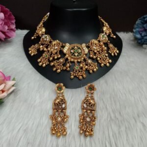 Necklace - Gold Plated Copper Heritage Rajwadi Necklace SCA225062