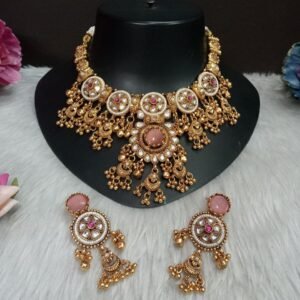 Necklace - Gold Plated Copper Heritage Rajwadi Necklace SCA250019