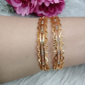 AD Kada - Micro Polish Gold Plated Brass AD Stone Studded Kada