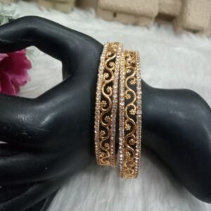 AD Kada - Micro Polish Gold Plated Brass AD Stone Studded Kada
