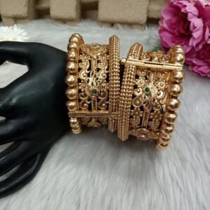 Rajwadi Kada - Rajwadi Polish Copper Gold Plated Broad openable Kada