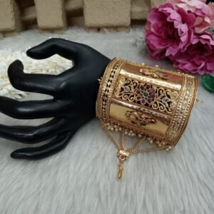 Rajwadi Kada - Gold Plated Copper Rajwadi Polish Openable Single Kada Bracelet