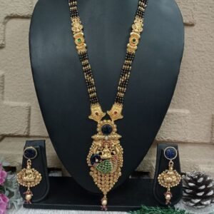 Rajwadi Mangalsutra - Gold Plated Copper 4 Line Rajwadi Long Mangalsutra SCARLM109