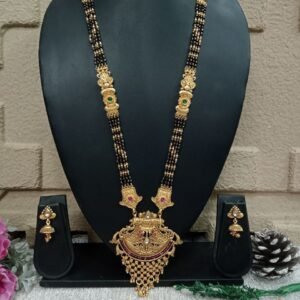 Rajwadi Mangalsutra - Gold Plated Copper 4 Line Rajwadi Long Mangalsutra SCARLM110