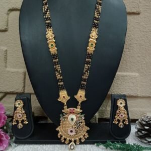 Rajwadi Mangalsutra - Gold Plated Copper 4 Line Rajwadi Long Mangalsutra SCARLM111