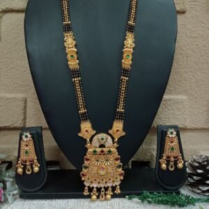 Rajwadi Mangalsutra - Gold Plated Copper 4 Line Rajwadi Long Mangalsutra SCARLM112