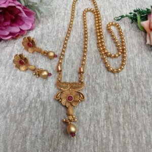 Chain Pendent - Gold Plated Copper Rajwadi Chain Pendent Set SCARPC37