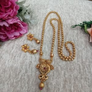 Chain Pendent - Gold Plated Copper Rajwadi Chain Pendent Set SCARPC38