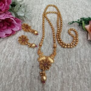 Chain Pendent - Gold Plated Copper Rajwadi Chain Pendent Set SCARPC39