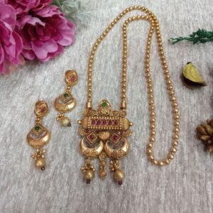 Chain Pendent - Gold Plated Copper Rajwadi Chain Pendent Set SCARPC40