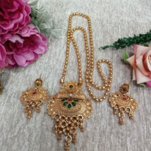 Chain Pendent - Gold Plated Copper Rajwadi Chain Pendent Set SCARPC41