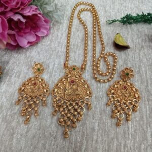 Chain Pendent - Gold Plated Copper Rajwadi Chain Pendent Set SCARPC42
