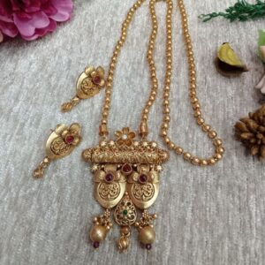 Chain Pendent - Gold Plated Copper Rajwadi Chain Pendent Set SCARPC43