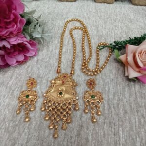 Chain Pendent - Gold Plated Copper Rajwadi Chain Pendent Set SCARPC45