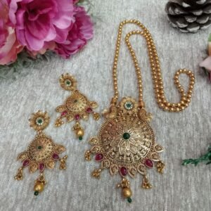 Chain Pendent - Gold Plated Copper Rajwadi Chain Pendent Set SCARPC51