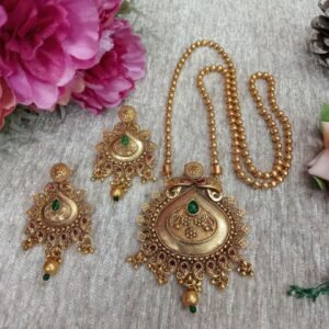 Chain Pendent - Gold Plated Copper Rajwadi Chain Pendent Set SCARPC47