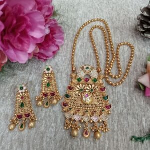 Chain Pendent - Gold Plated Copper Rajwadi Chain Pendent Set SCARPC55