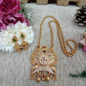 Chain Pendent - Gold Plated Copper Rajwadi Chain Pendent Set SCARPC58