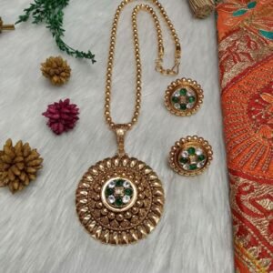 Chain Pendent - Gold Plated Copper Rajwadi Chain Pendent Set SCARPC10
