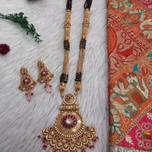 Rajwadi Mangalsutra - Gold Plated 6 Line Long Copper Rajwadi Mangalsutra