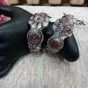 Oxidized kada - Silver Oxidized Hand Crafted Openable Kada