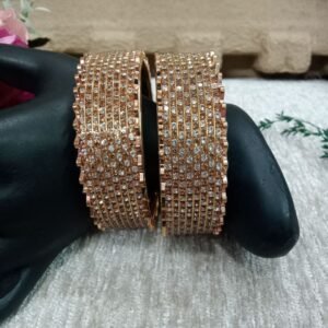Gold kada - Gold Plated LED Crystal Color AD Stone Hand Crafted Broad Kada