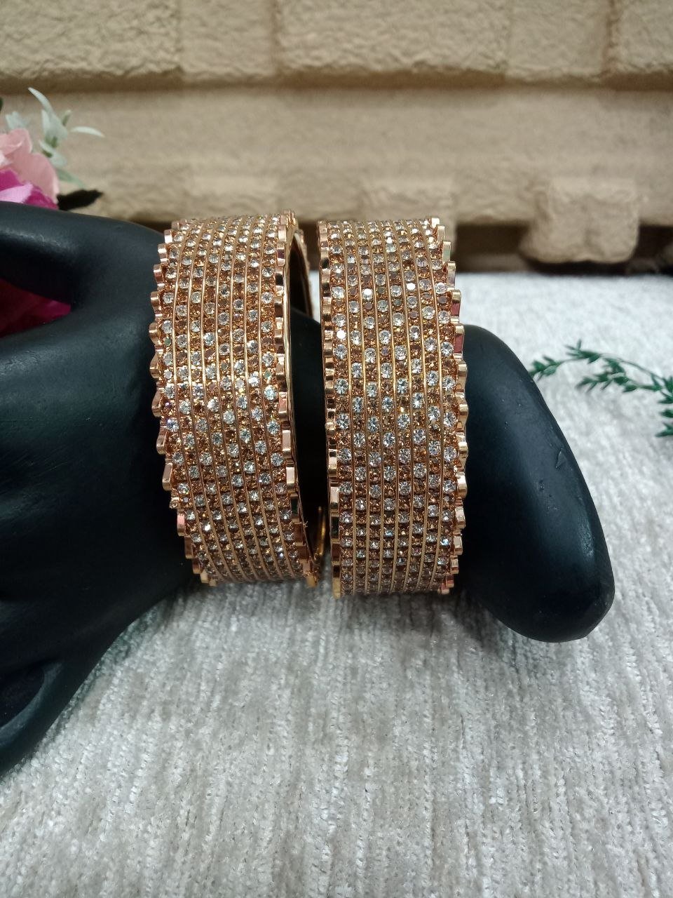 Gold kada – Gold Plated LED Crystal Color AD Stone Hand Crafted Broad Kada