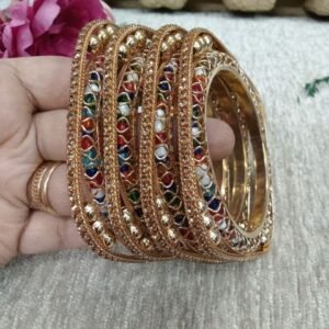 Gold kada - Gold Plated Multicolor LED Stone Hand Crafted Kada