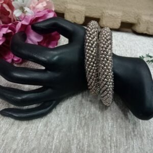 Oxidized kada - Silver Oxidized small Ball Design Hand Crafted Kada