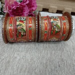 Acrylic Chuda - Red & Cream Color Acrylic Kundan Studded Dulhan Chuda