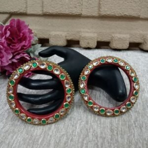 Acrylic Kada - Acrylic Red Kundan Studded kada