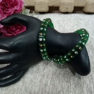 Acrylic Kada - Acrylic Green Stone Studded kada