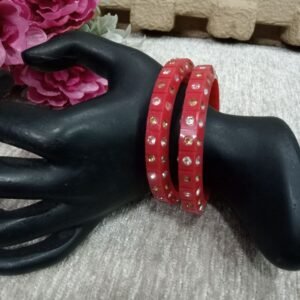 Acrylic Kada - Acrylic Red Stone Studded kada