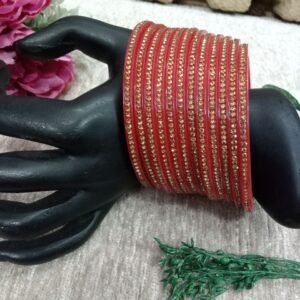 Acrylic Bangles - Red Color Acrylic LED Stone Studded Bangles