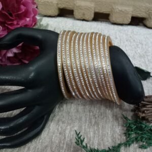Acrylic Bangles -  Cream Color Acrylic Stone Studded Bangles