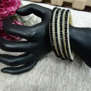 Acrylic bangles - Cream Acrylic Crystal Studded Bangles