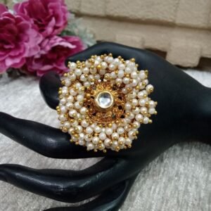 Ring - Gold Plated Gajra moti Big Size Ring SCAGPR3