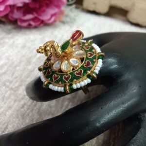 Ring - Gold Plated Medium Size Meena Ring SCAGPR1-Green