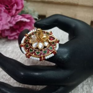 Ring - Gold Plated Medium Size Meena Ring SCAGPR1-Mahroon