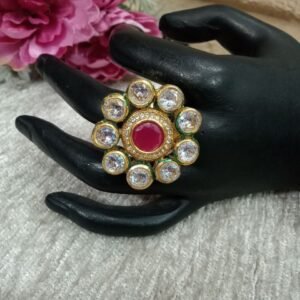 AD Ring - Gold Plated AD Back Meenakari Ring SCAADR2