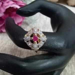 AD Rings - Gold Polish AD Small Size Adjustable Ring SCAADR18-Ruby